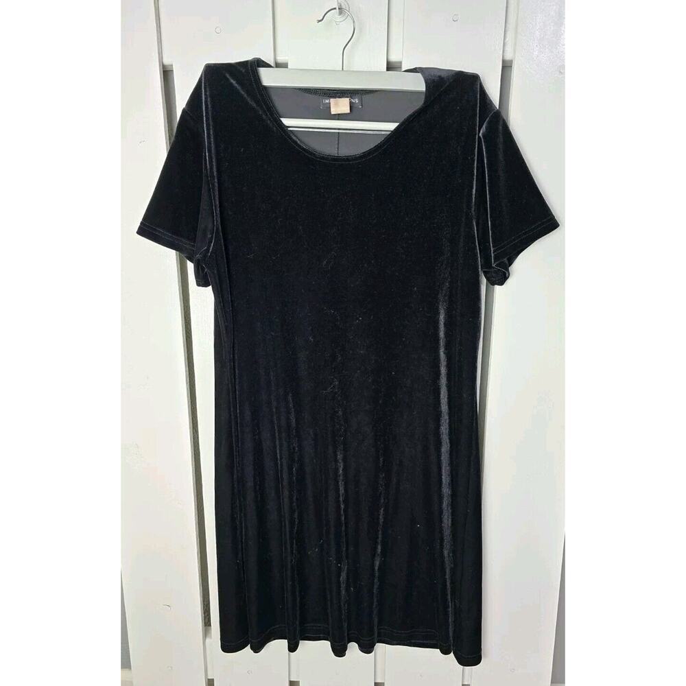 Impressions Black Velvet‎ Witchy Tshirt Mini Dress Medium Stretch Whimsigoth